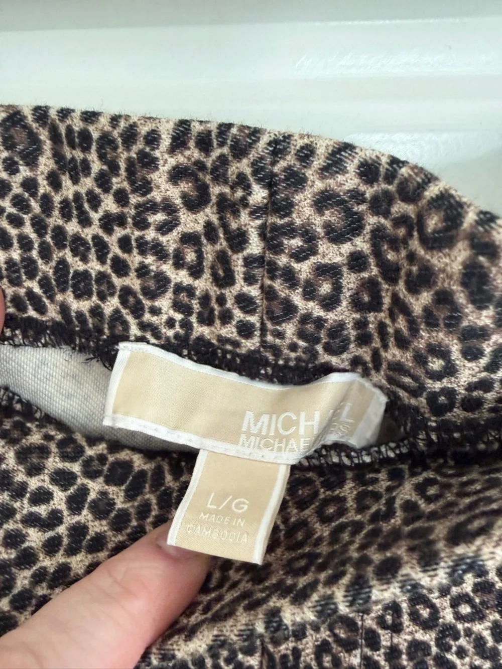 MICHAEL Michael Kors Leopard Print Skinny Pants - Brown with Gold Accents - Picture 3 of 4